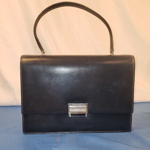 Handbags - Vintage Blue Leather Top Handle Kelly Bag